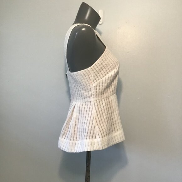 Maeve Basket Weave Peplum Pleated Sleeveless Halter Top  Size 4 - Picture 3 of 12